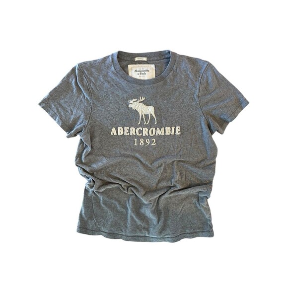 Vintage Y2K Abercrombie Fitch Moose Logo Muscle T-Shirt Size M Gray Preppy 2000s - Picture 1 of 9